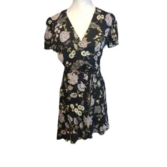 Reformation Penny black floral wrap dress - Picture 3 of 11